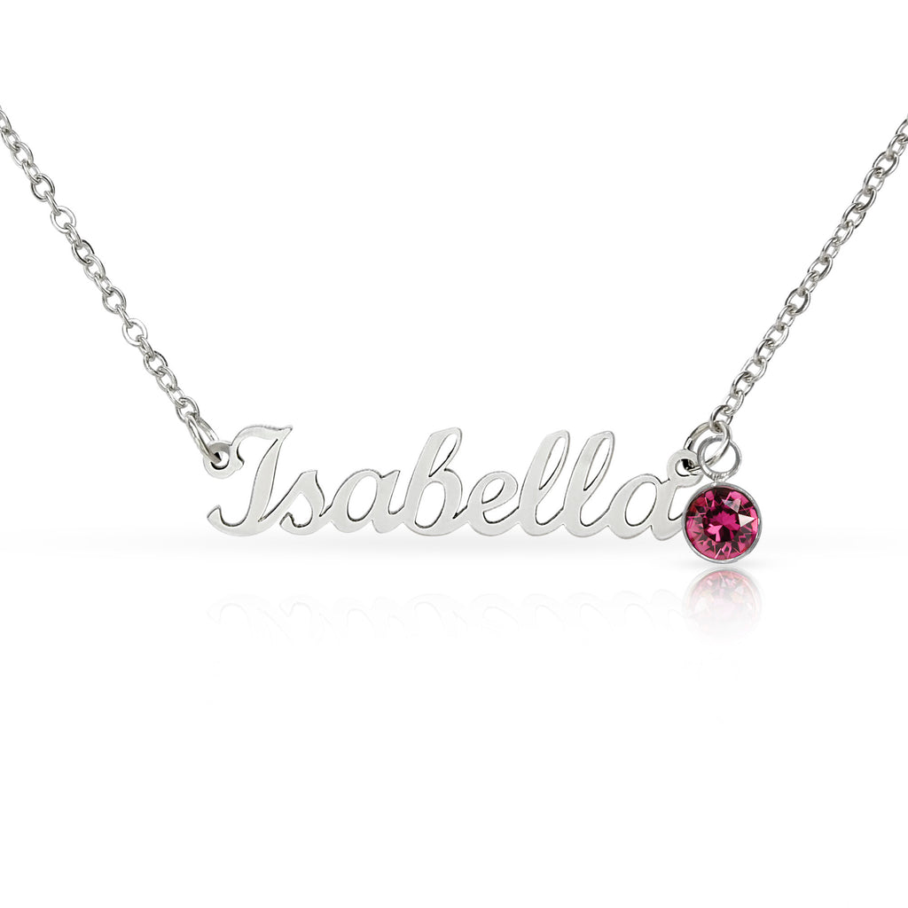 Name Necklace with Birthstone