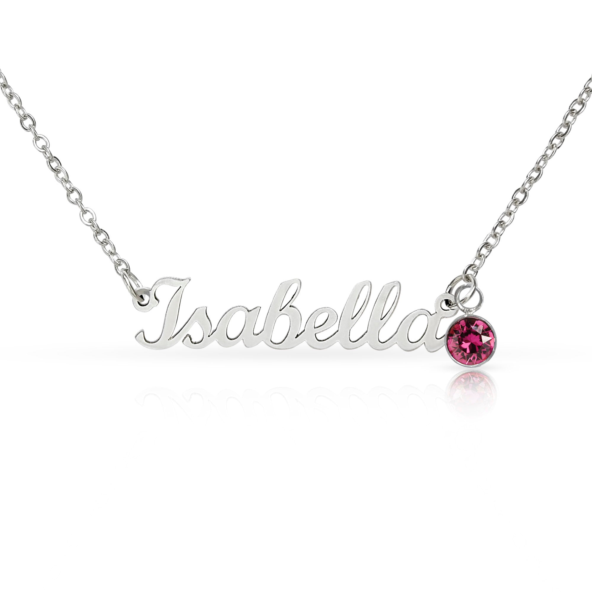 Name Necklace with Birthstone