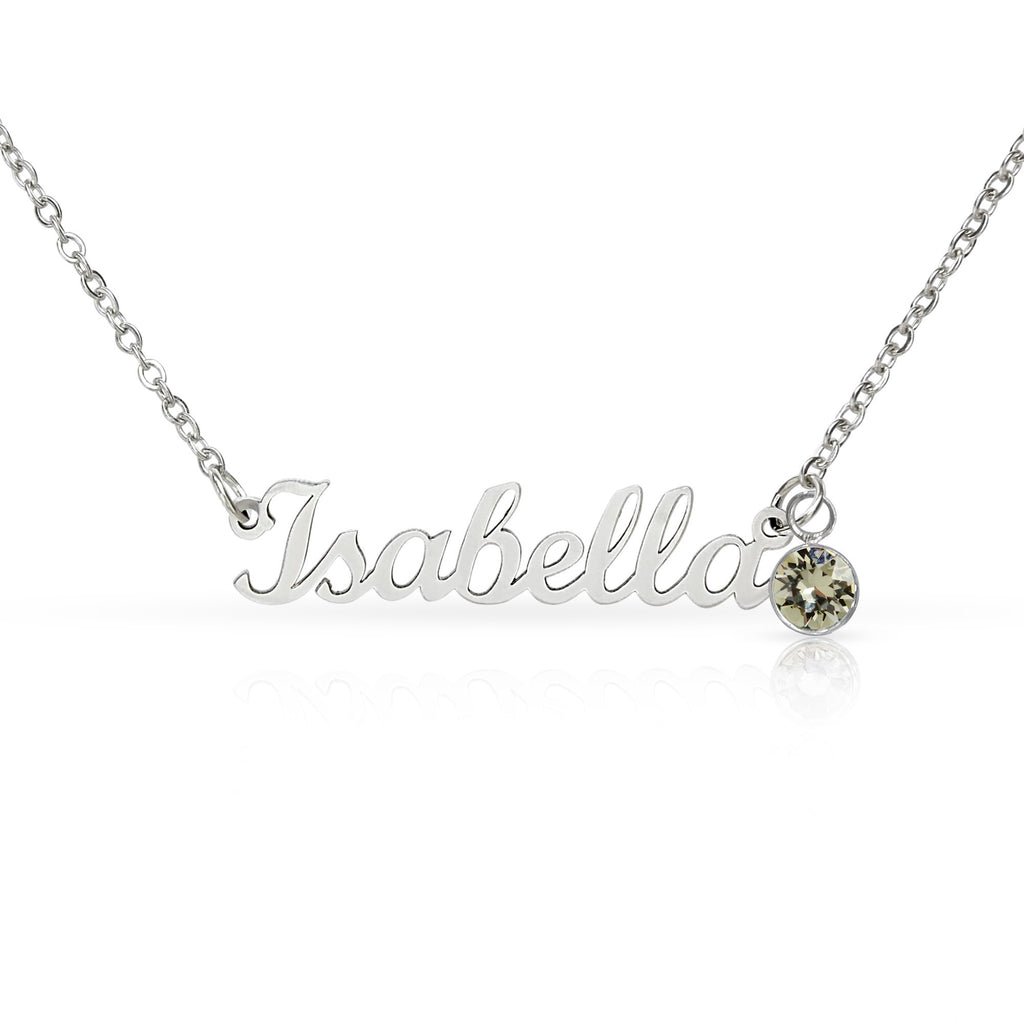 Name Necklace with Birthstone