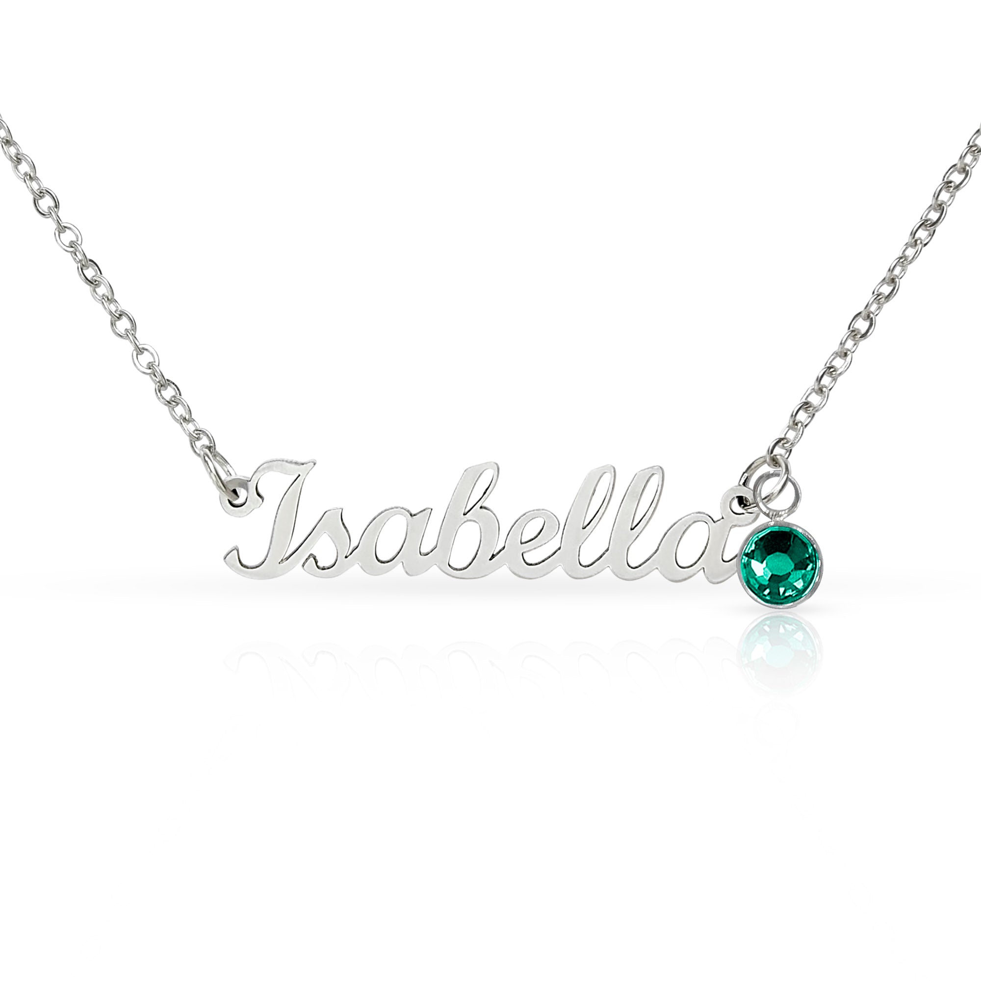 Name Necklace with Birthstone