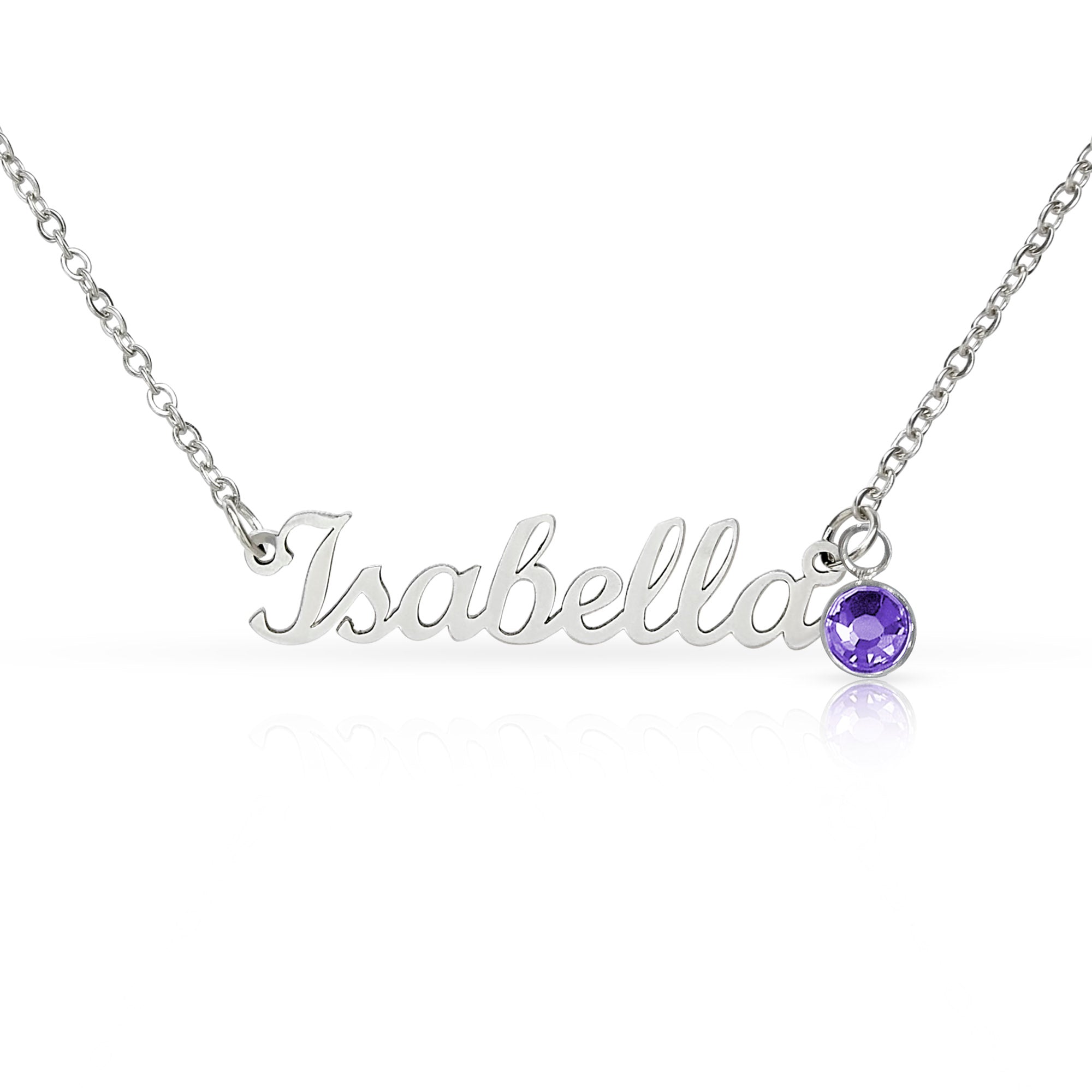 Name Necklace with Birthstone
