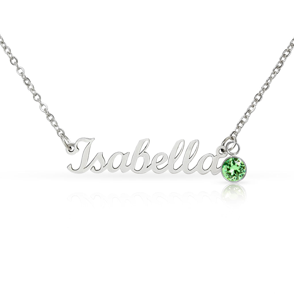 Name Necklace with Birthstone