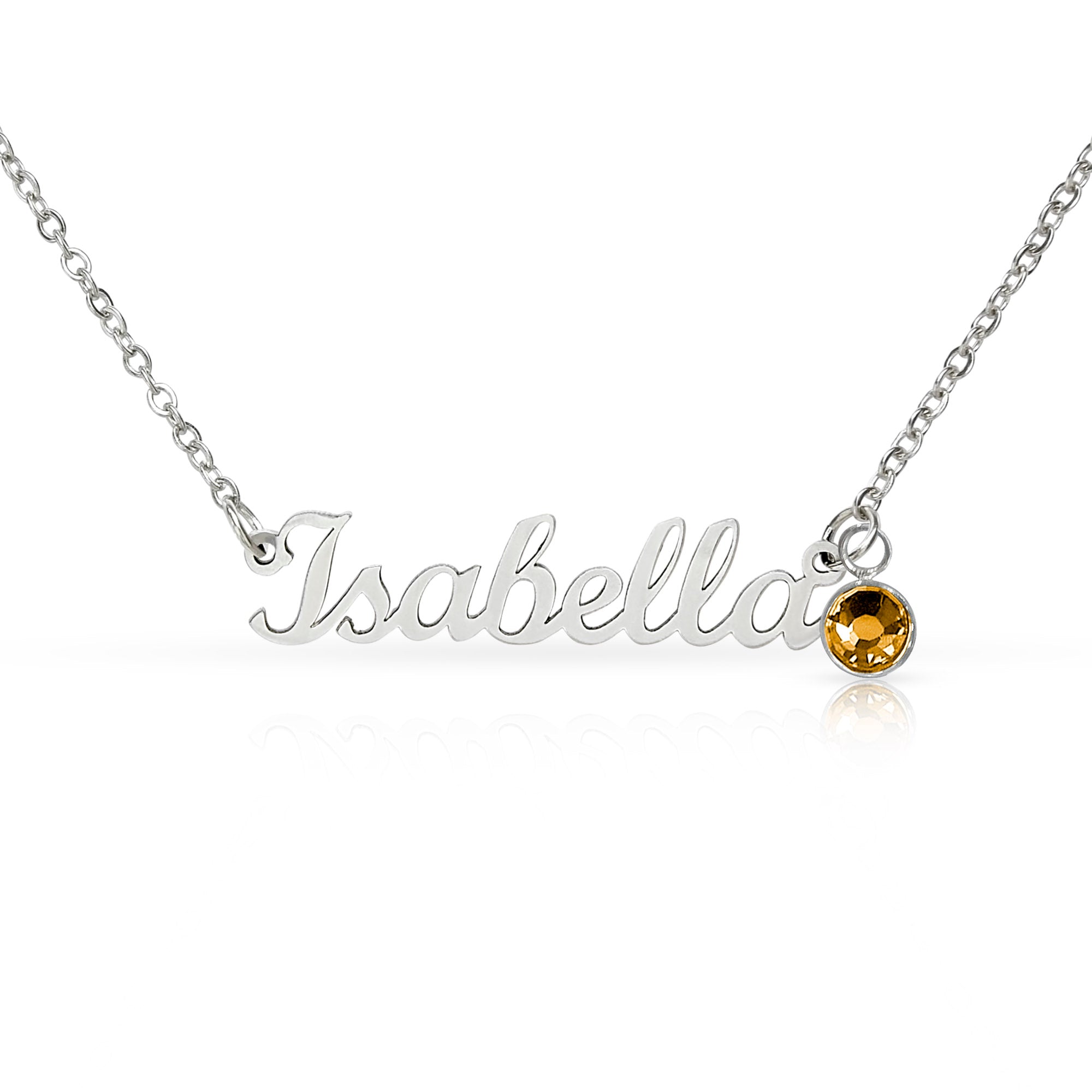 Name Necklace with Birthstone