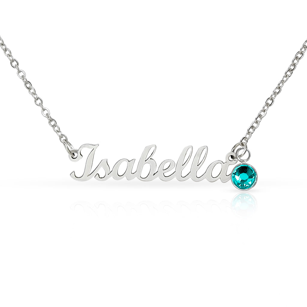 Name Necklace with Birthstone