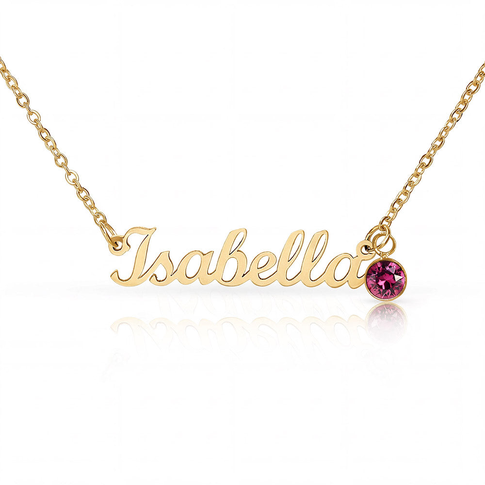 Name Necklace with Birthstone