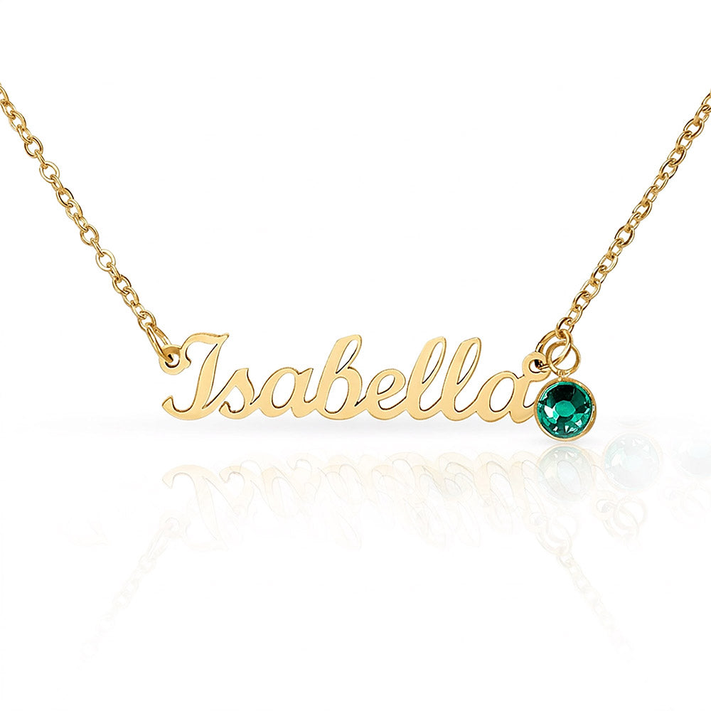 Name Necklace with Birthstone