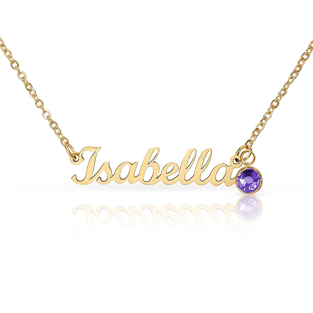 Name Necklace with Birthstone