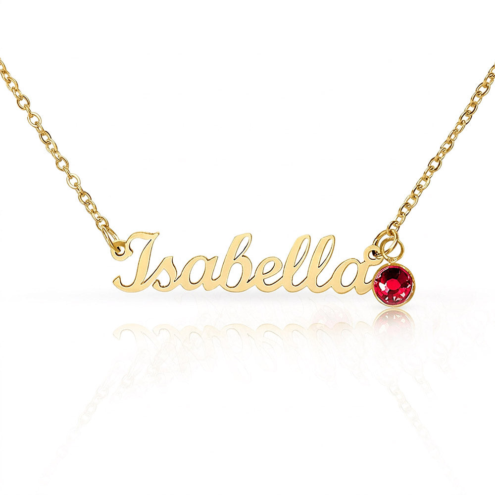 Name Necklace with Birthstone