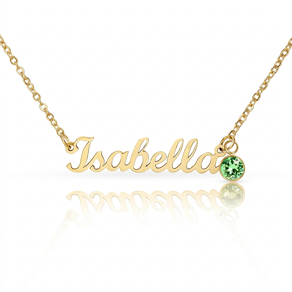 Name Necklace with Birthstone