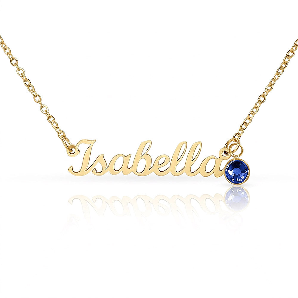 Name Necklace with Birthstone