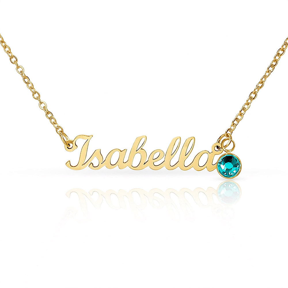 Name Necklace with Birthstone